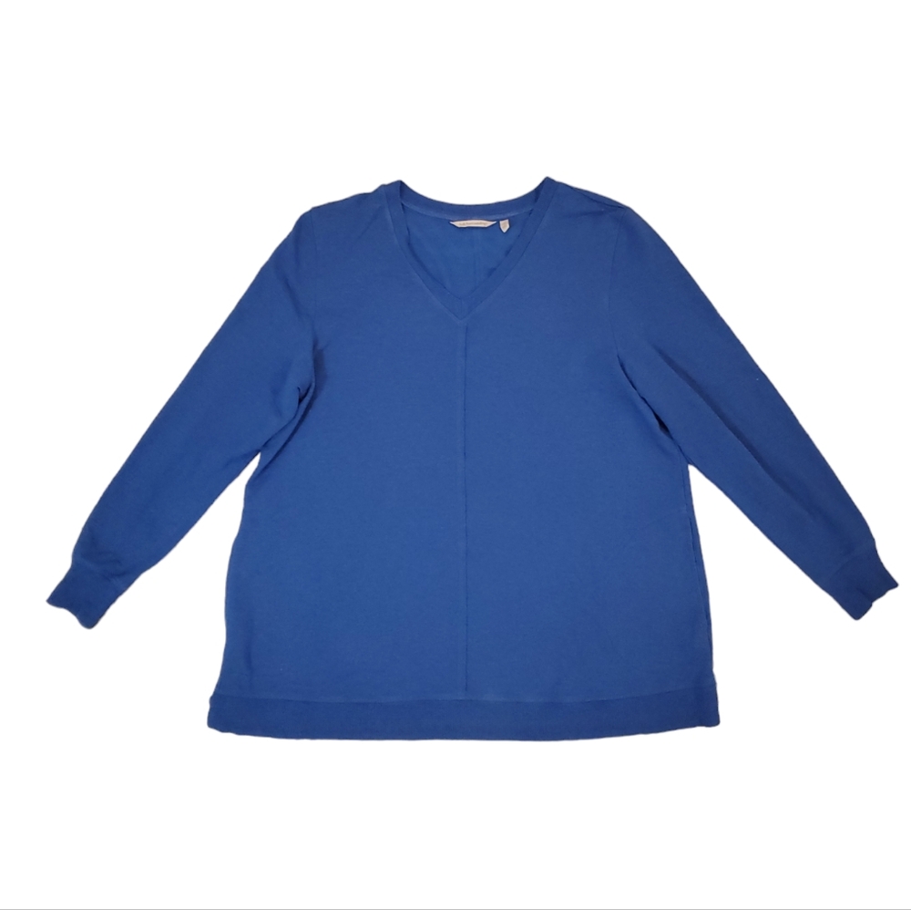 Soft‎ Surroundings Women's Blue Anissa Long Sleeve Tunic Top Petite Large